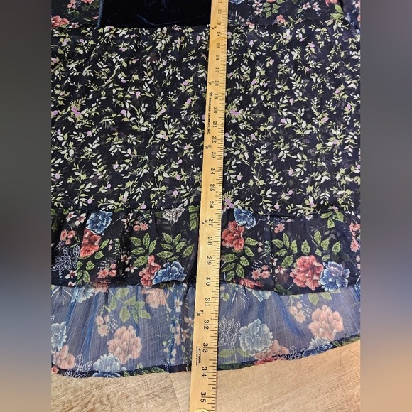 Suzanne Betro Boho Floral Velvet Sheer Lace Top Plus Size 3x with ruffle - Picture 10 of 14